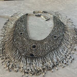 Silver and  black beaded Shawl